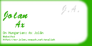 jolan ax business card